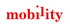 Roter Text "mobility" auf dunkelgrünem Hintergrund.
