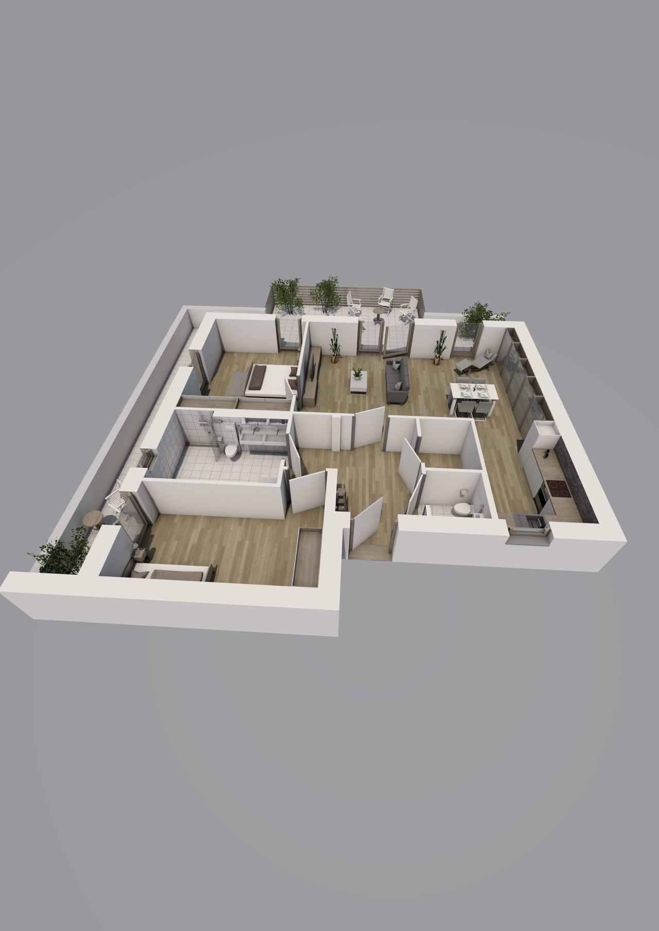 Grundriss Wohnung Typ D, 3 Zimmer
