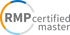 RMP certified master-Logo mit grauem Text und buntem Kreis.