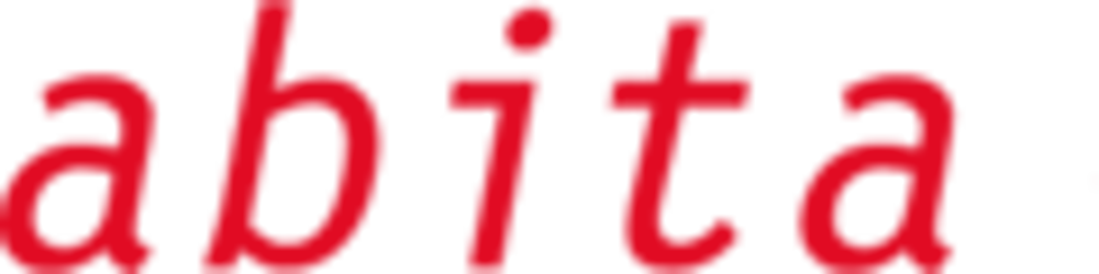 Roter "abita." Schriftzug auf dunkelgrünem Hintergrund.