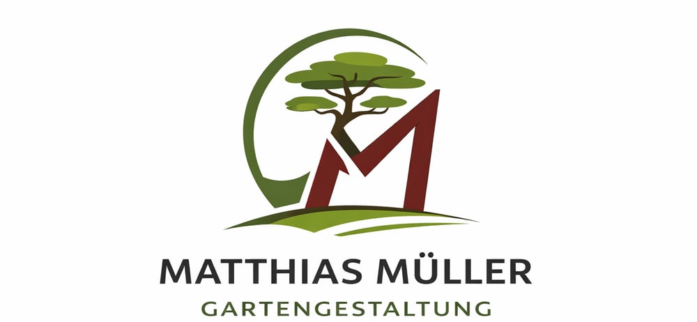 Logo von Matthias Müller Gartengestaltung mit einem stilisierten Baum und einem roten M auf grünem Grund.