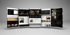 Mehrere Webseiten-Layouts für eine Website mit schwarzen und goldenen Farbschemata.