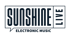 SUNSHINE LIVE ELECTRONIC MUSIC Logo auf dunkelgrünem Hintergrund.