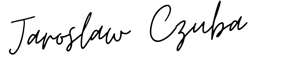 Unterschrift von Jarosław Czuba in schwarzer Schreibschrift auf grünem Hintergrund.