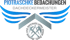 Logo: Piotraschke Bedachungen Dachdeckermeister, mit stilisiertem Dach, blauen Flügeln und gekreuzten Hämmern.