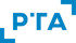 Blaues "PTA" Logo mit einem L-förmigen Rahmen oben rechts und unten links auf dunkelgrünem Hintergrund.