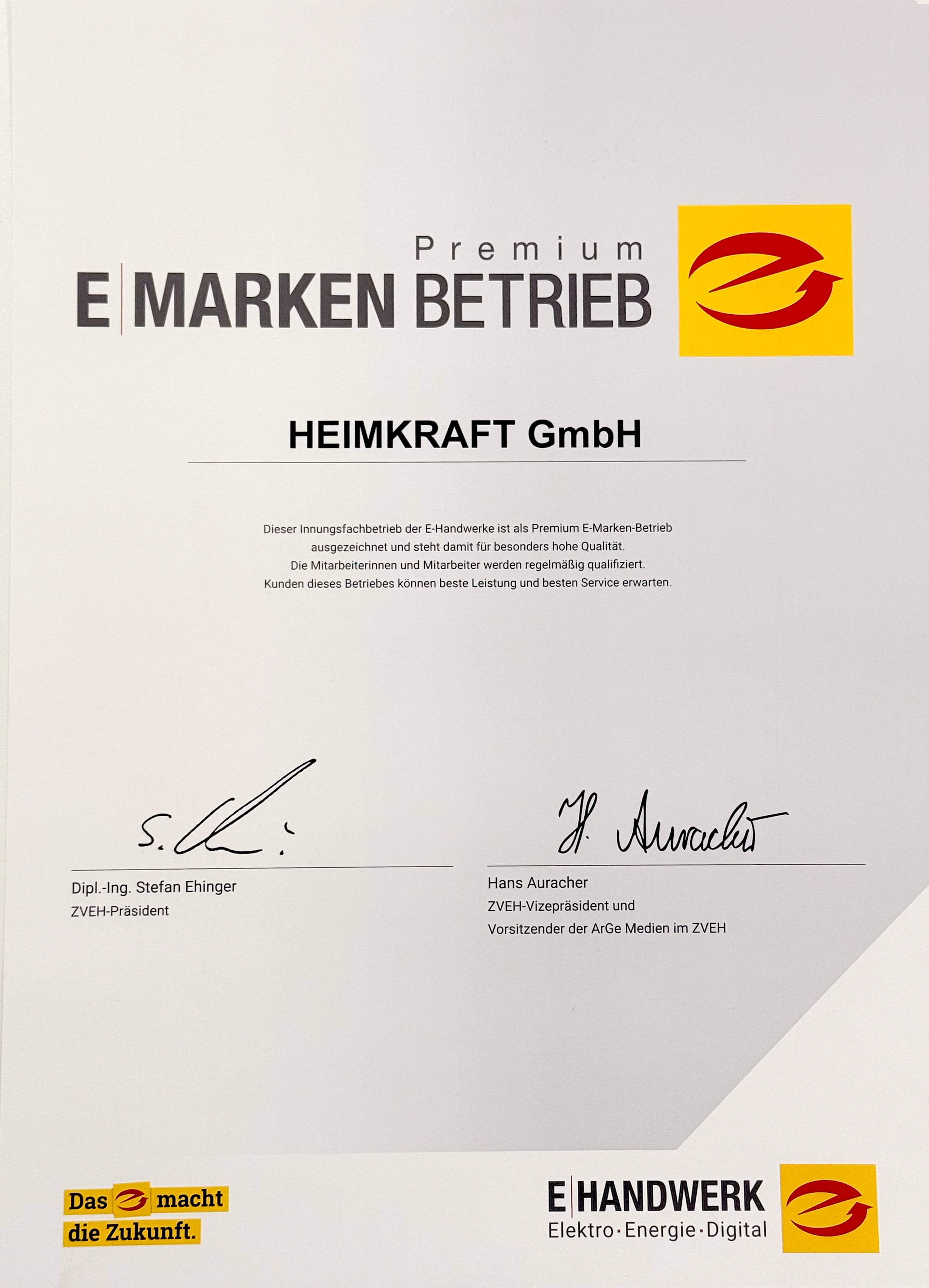 Premium E-Marken Betrieb