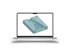 Laptop mit 3D-Modell einer Form auf dem Bildschirm, das CAM-Werkzeugwege anzeigt.