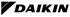 Schwarzes Daikin-Logo mit weißer Umrandung und einem dreieckigen Symbol links.