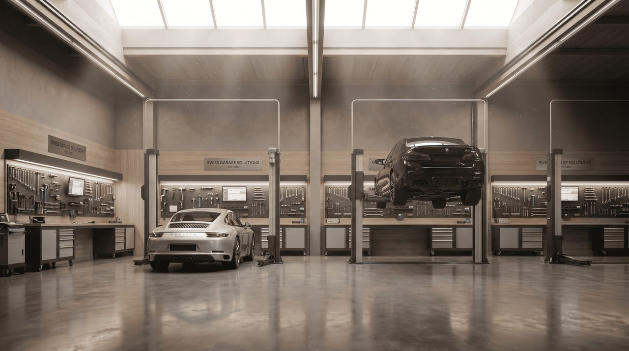 Moderne Autowerkstatt mit Hebebühnen