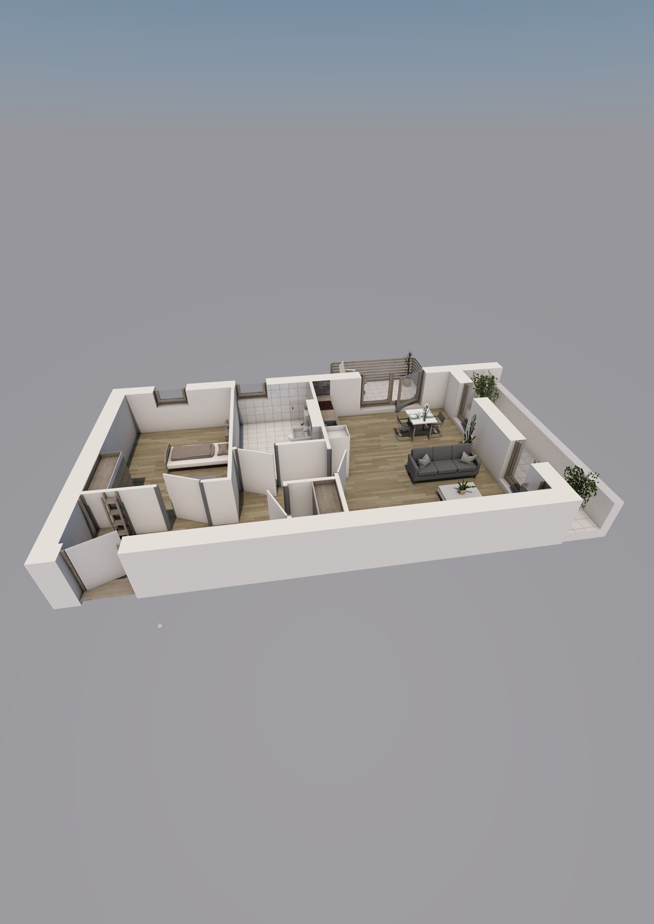Grundriss Wohnung Typ G, 2 Zimmer