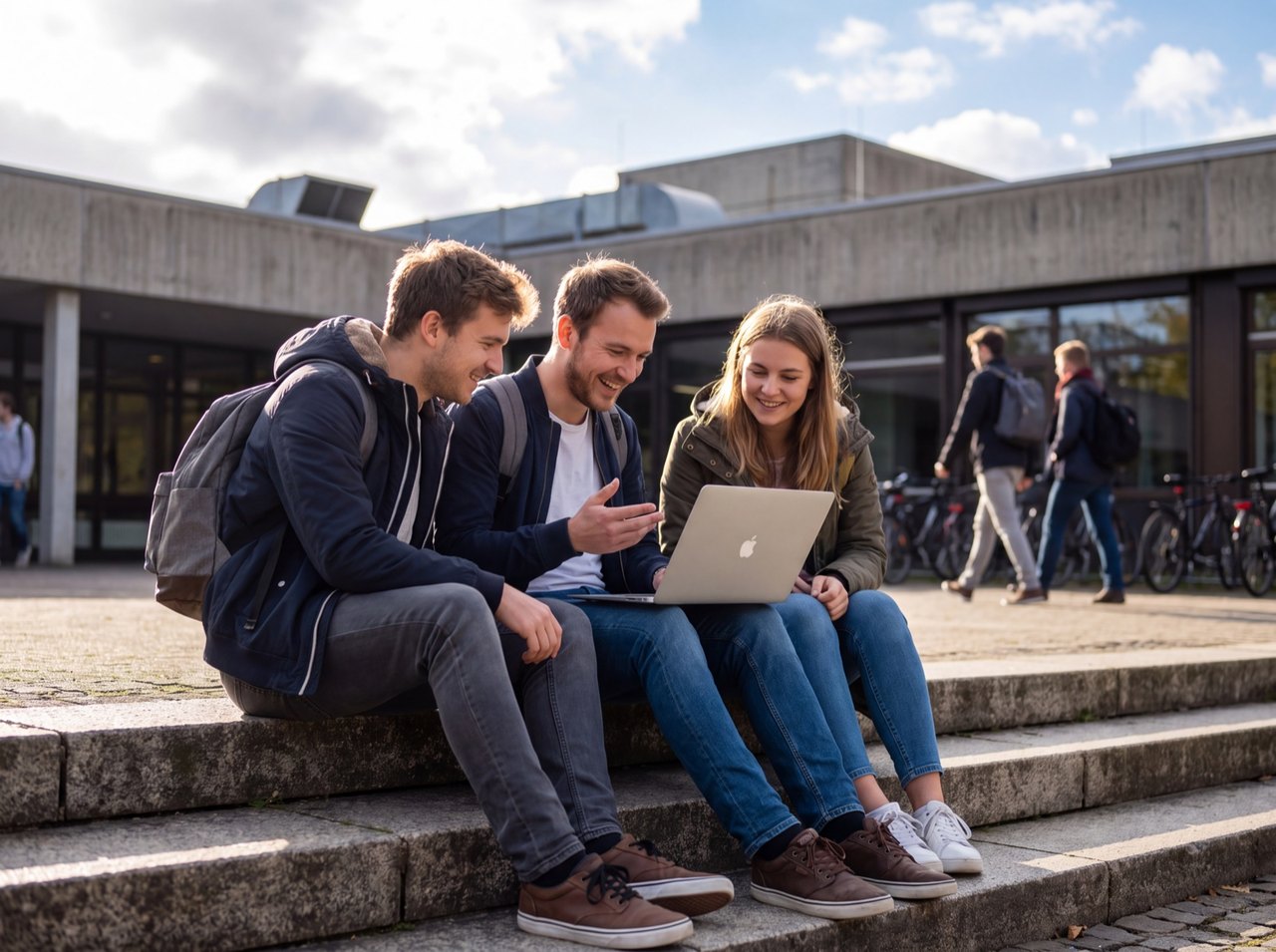 Studierende auf dem Campus einer Hochschule