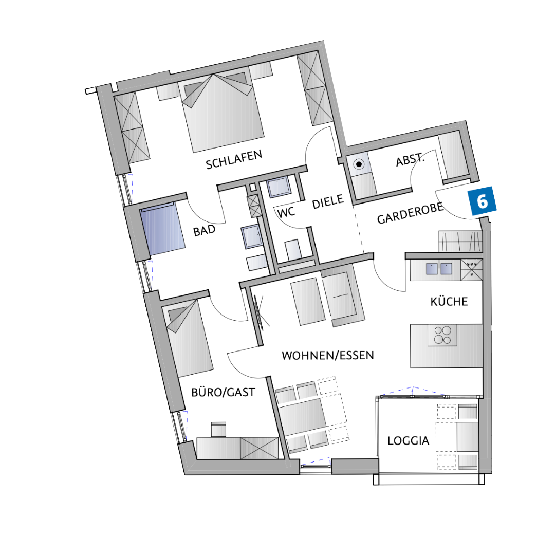 Grundriss Wohnung 6