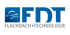 Blaues FDT-Logo mit Schildkrötensymbol und dem Text "FLACHDACH-TECHNOLOGIE".