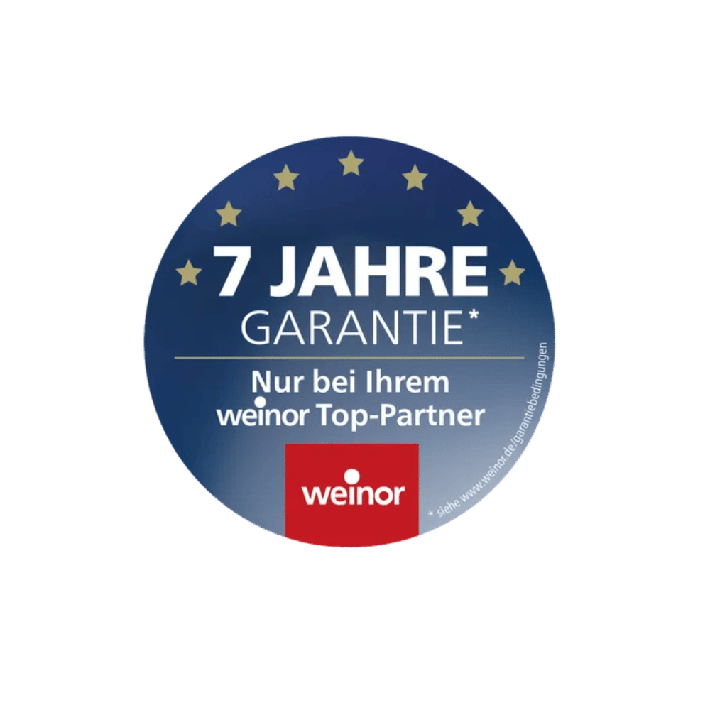 Logo von Irsch Lauer mit 7 Jahre Garantie Abzeichen von Weinor.