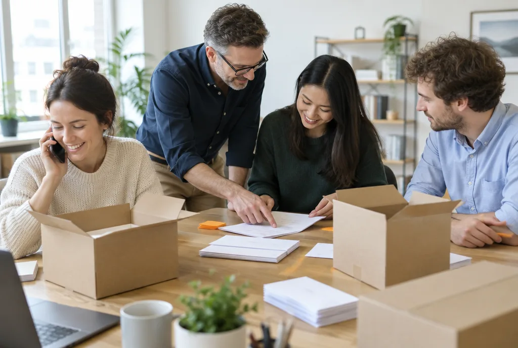 Team bei der Arbeit an einer Paket-Kampagne