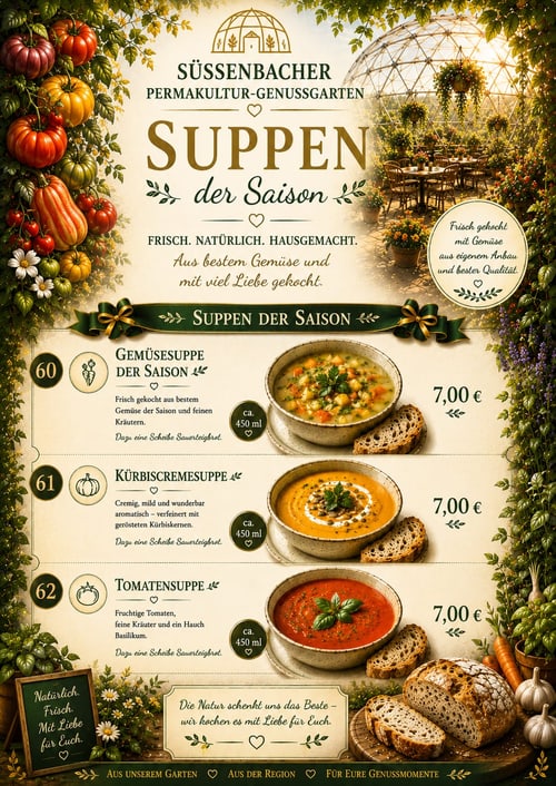 Speisekarte Suppen der Saison