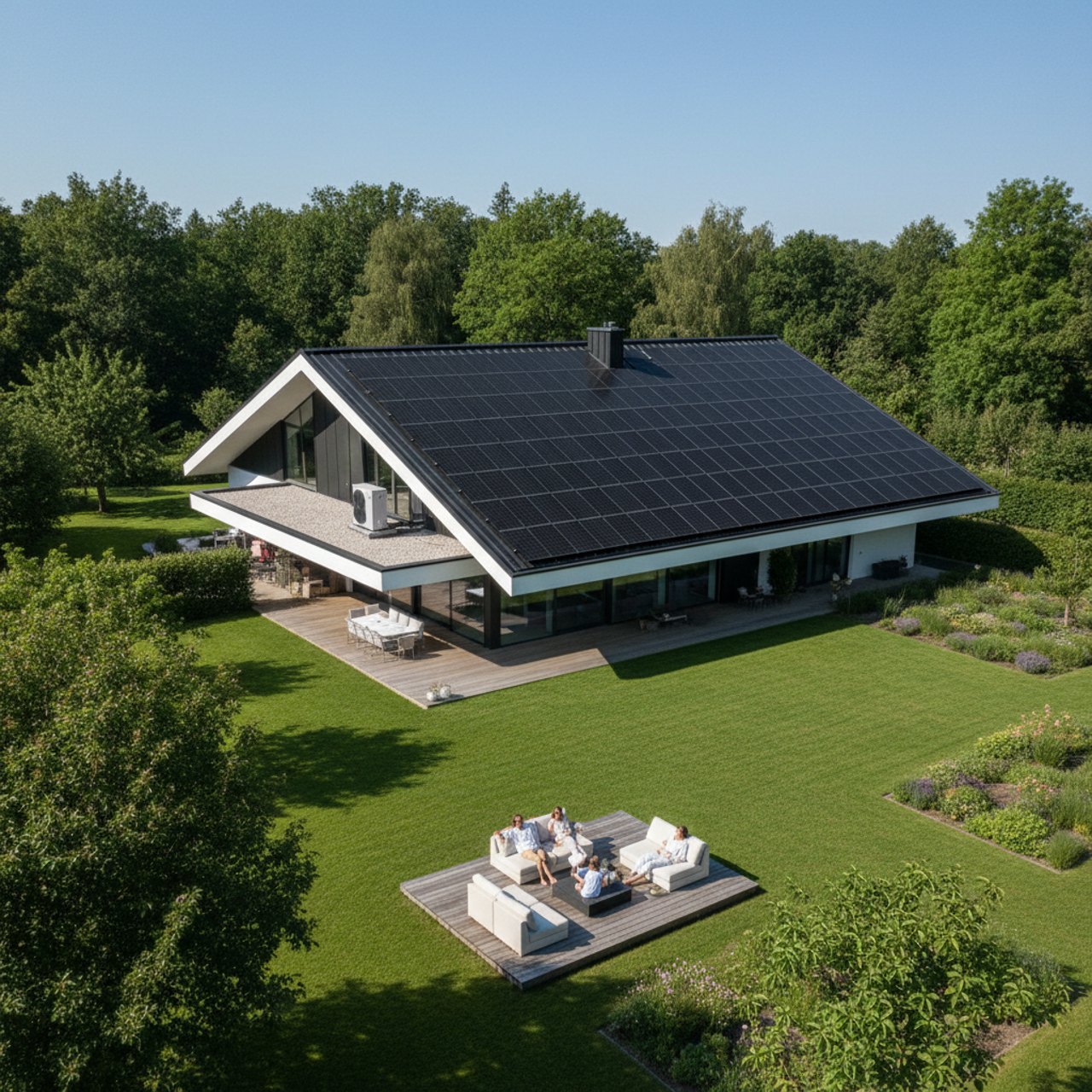 Haus mit PV und Wärmepumpe
