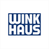 Blaues Winkhaus-Logo mit weißer Schrift auf weißem Hintergrund.