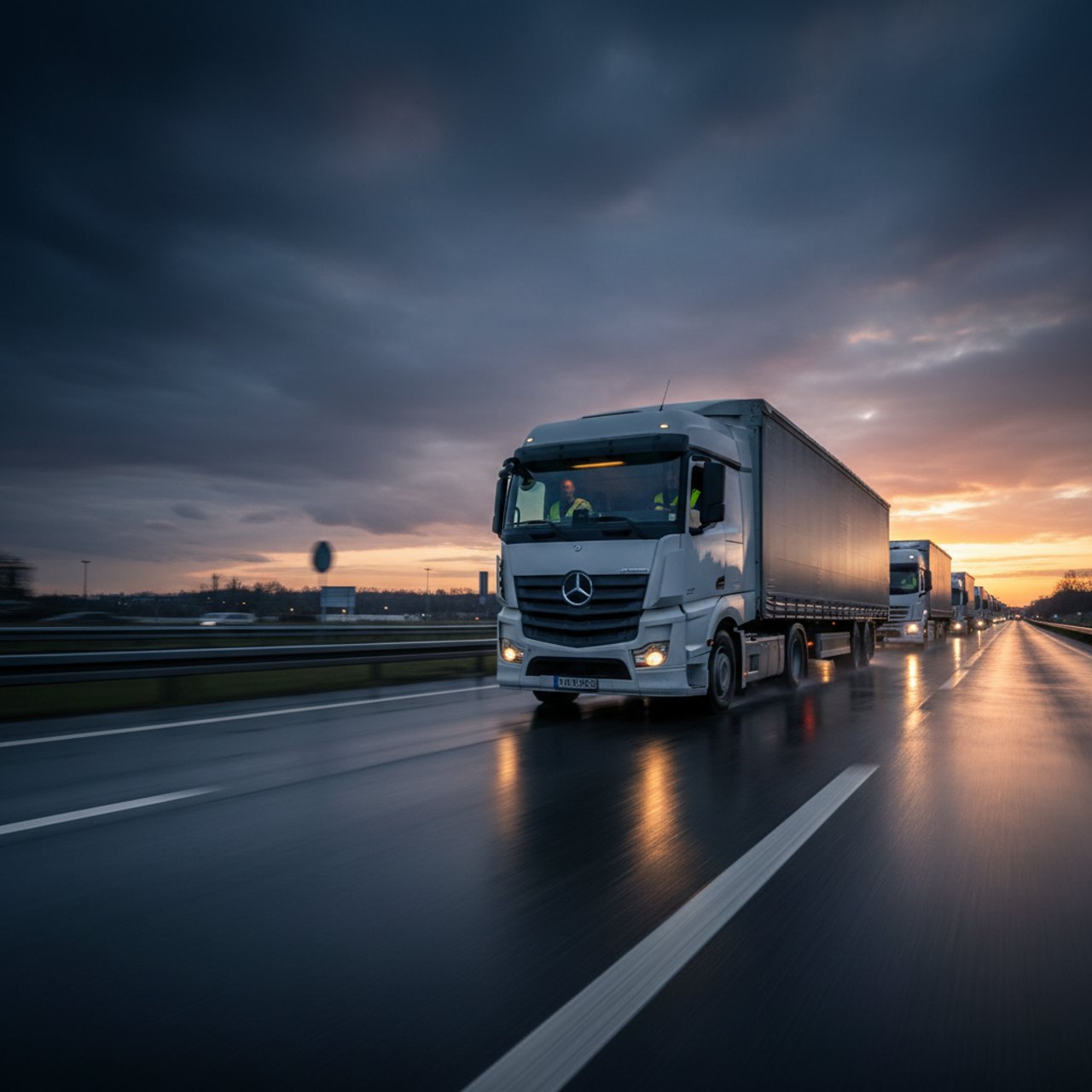 Freight fleet at dawn