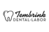 Logo: Schwarzer Zahn mit weißem Glanz und Text "Tembrink DENTAL-LABOR".