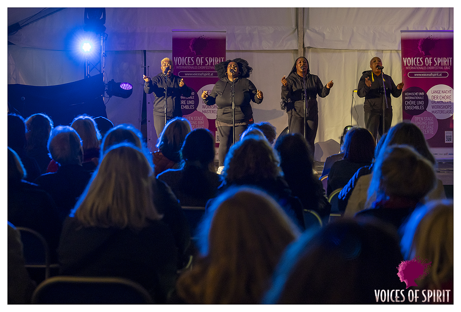 Singers and audience at the Landhaushof finale of the Long Night of Choirs, Voices of Spirit 2024, Graz