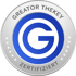 Rundes Siegel von Greator TheKey mit blauem G-Logo und dem Text Zertifiziert.
