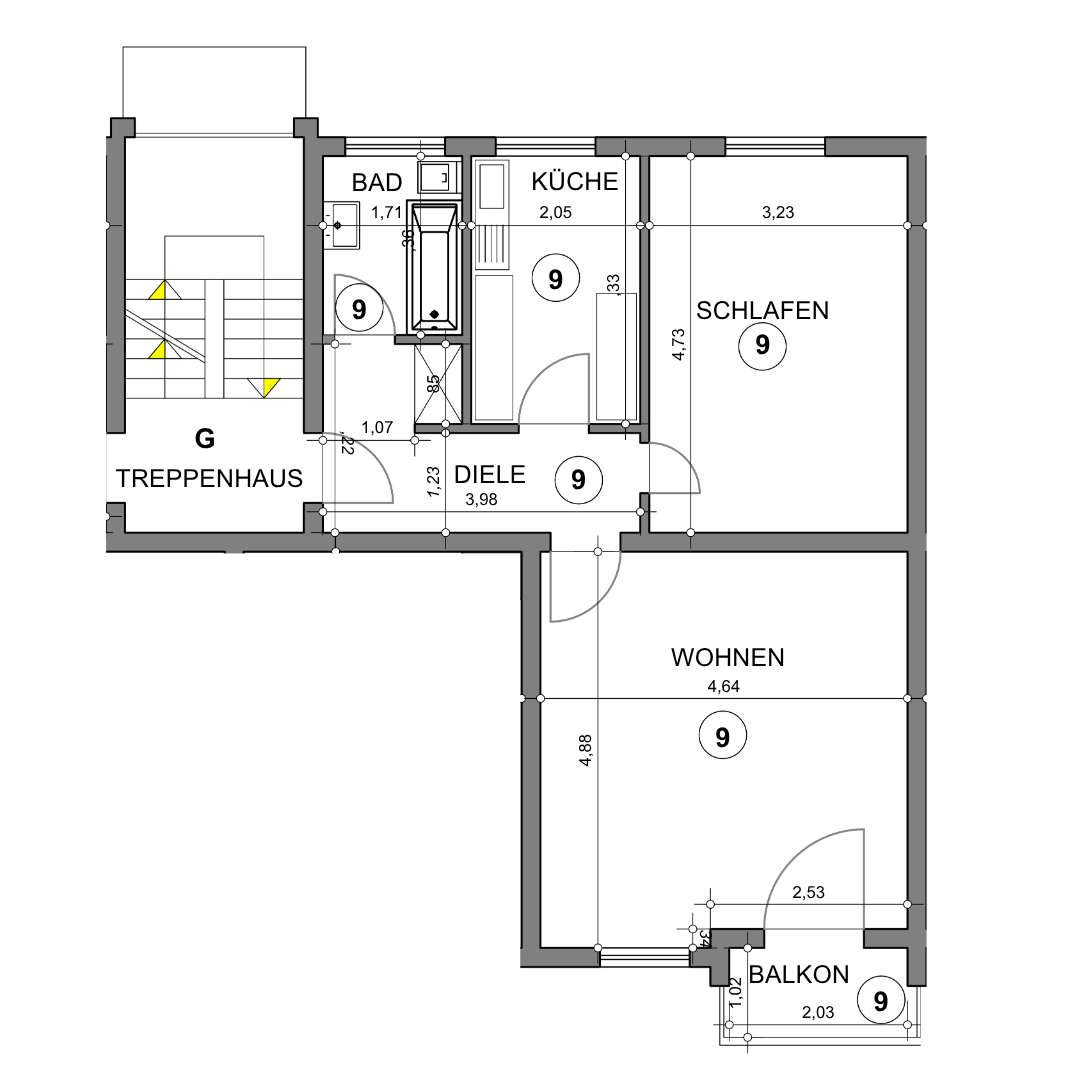 Grundriss Wohnung 9