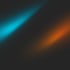 Two diagonal light beams, one blue and one orange, on a dark gray background.