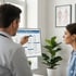 A female doctor explaining a metabolic health chart to a patient.