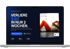 Laptop zeigt Fitness-Coaching-Website mit Text: Verliere 5 kg in nur 2 Wochen und Foto einer Frau beim Training.