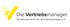 Logo: Gelbes V-Symbol, dazu "Die Vertriebsmanager Bundesverband der Vertriebsmanager e.V.".