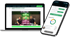 Laptop und Smartphone zeigen die Smart-Fino Webseite mit einem Beitragsrechner und einem Video zur Finanzplanung.