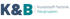 K&B Kunststoff-Technik. Baugruppen. Logo in blau und türkis auf grünem Hintergrund.