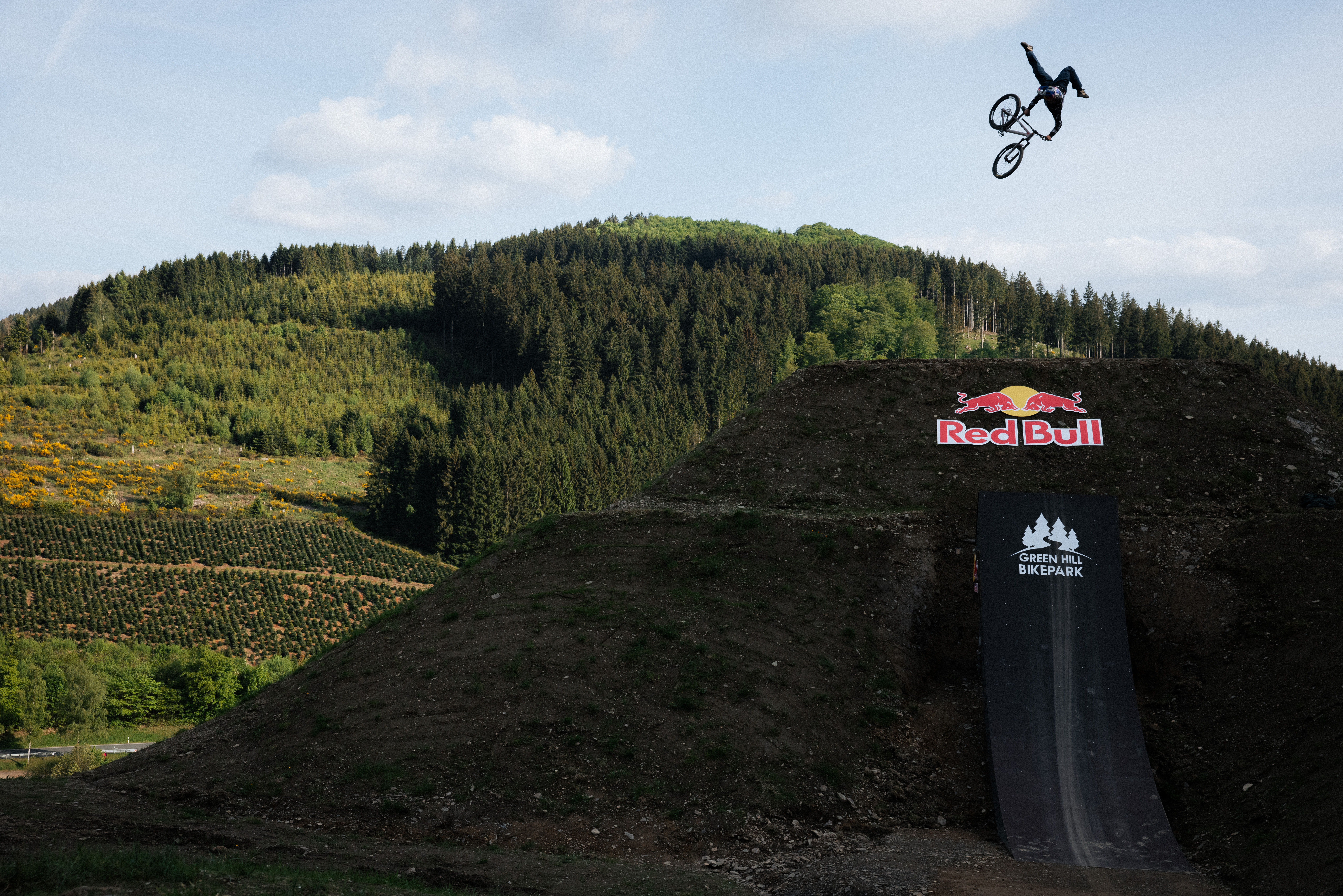 Rider mid-trick on the BYND slopestyle course