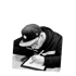 Hand hält einen Bleistift und zeichnet Skizzen in einen Spiralblock.