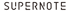 The word "SUPERNOTE" in dark brown, rounded block letters on a dark green background.