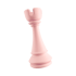 Rosa, 3D-modellierte Schachfigur Turm auf grünem Hintergrund.
