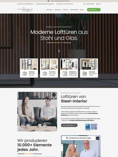 Website von Steel Interior