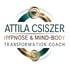 Logo Attila Csiszer Hypnose & Mind-Body Transformation Coach mit gold-türkisen Kreisen und Kaffeetassensymbolen.