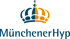 Blau-orangefarbene Krone über dem Text "MünchenerHyp".