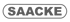 SAACKE-Logo in Grau auf dunkelgrünem Hintergrund, umrandet von einer grauen Doppellinie.