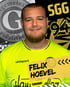 Ein Mann mit kurzem Bart in einem neongelben Trikot mit „uhlsport“ und „FELIX HOEVEL TORWART“ Aufdruck.