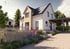 Modernes Einfamilienhaus mit Solaranlage, Carport und Garten mit Lavendelbeet.