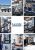 Collage aus 9 Bildern: Leiritz Maschinenbau Logo, Gebäude, Arbeiter an Maschinen und Büros.