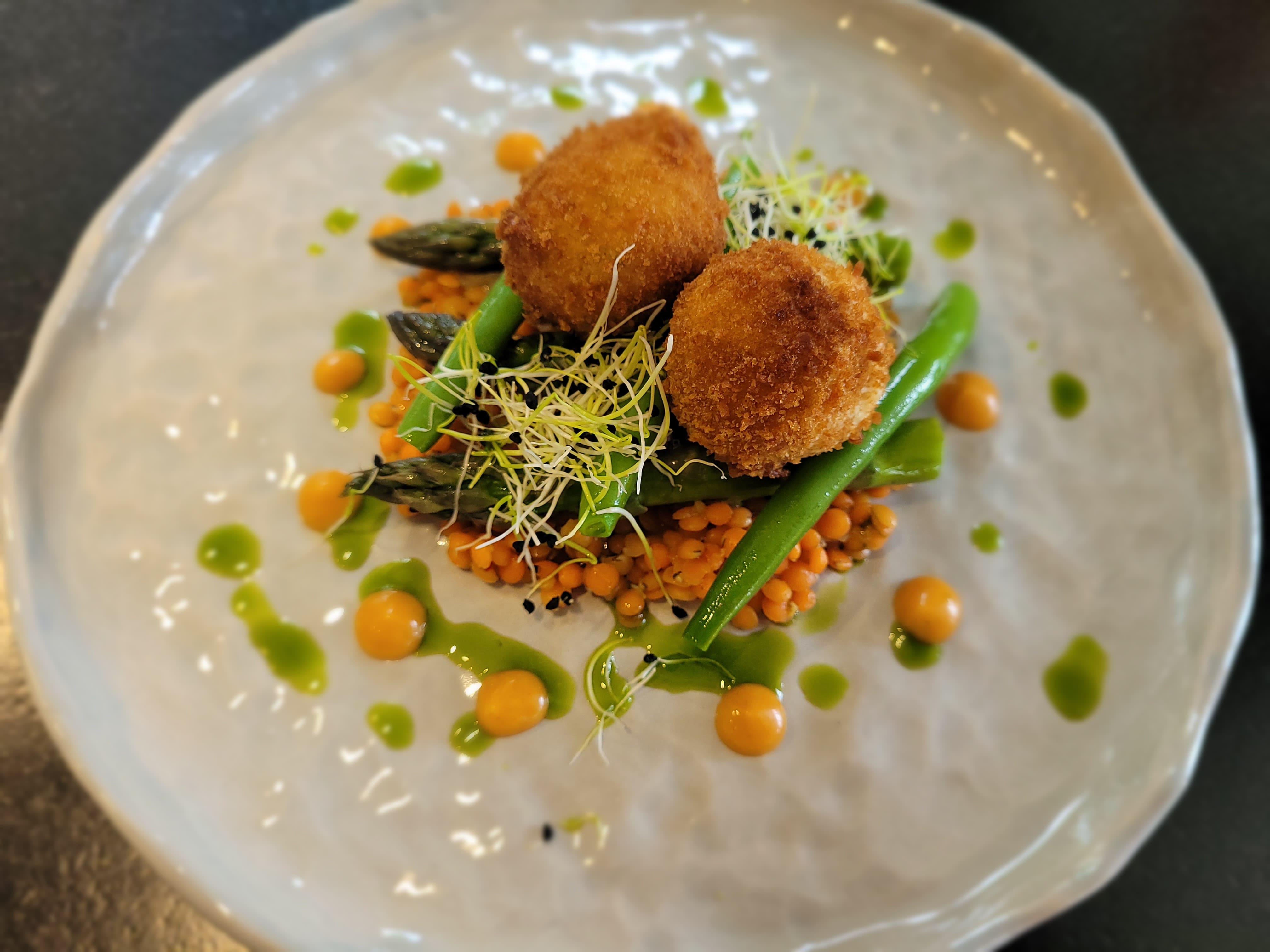 Coxinhas mit roten Linsen und Spargel — Ergebnis aus einem Kochkurs im PEP Neuperlach
