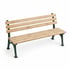 Park bench on a white surface.