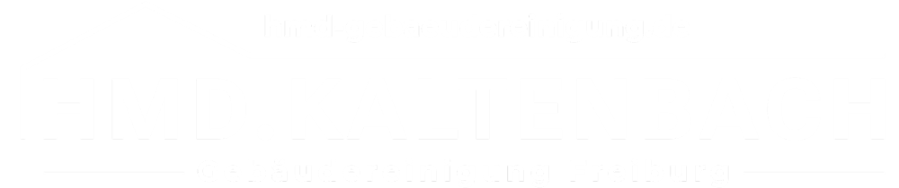 HMD.KALTENBACH Gebäudereinigung Freiburg Logo mit Hausumriss und "hmd-gebaeudereinigung.de"