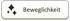 Weißer Button mit abgerundeten Ecken, drei schwarzen glitzernden Sternen und dem Text „Beweglichkeit“.