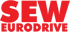 Rotes Logo mit Text "SEW EURODRIVE" auf grünem Hintergrund.